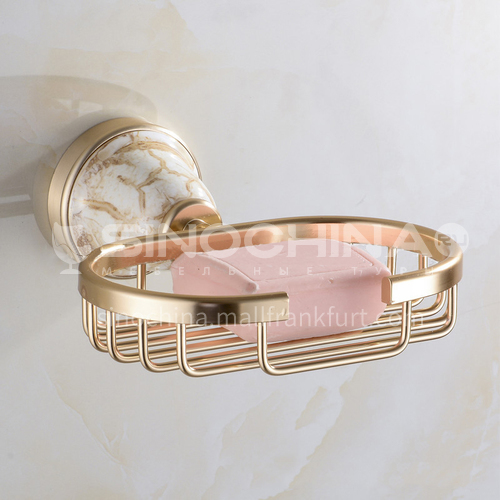Bathroom champagne gold space aluminum ceramic base soap dish9207